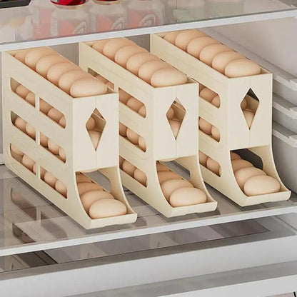 Auto Rolling Fridge Egg Organizer Refrigerator Rolling Egg Auto Dispenser Space-Saving Egg Dispenser Container 30 Eggs Rack Tray