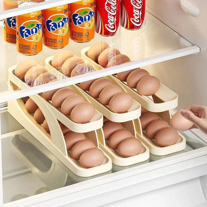 Automatic Scrolling Egg Rack Holder Storage Organizer Rolldown Refrigerator Egg Dispenser Box Egg Basket Container for Kitchen