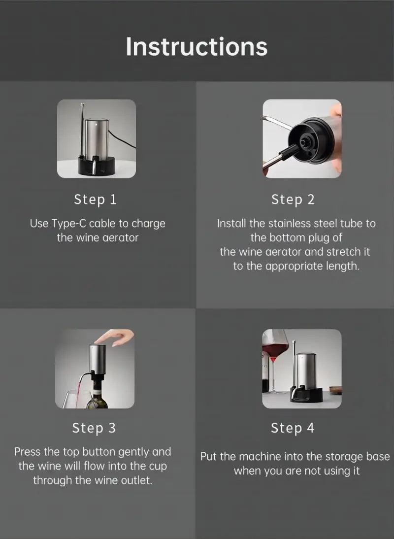 Intelligent Electric Wine Aerator and Dispenser Automatic Wine Dispenser Bar Tools TYPE-C Rechargerable