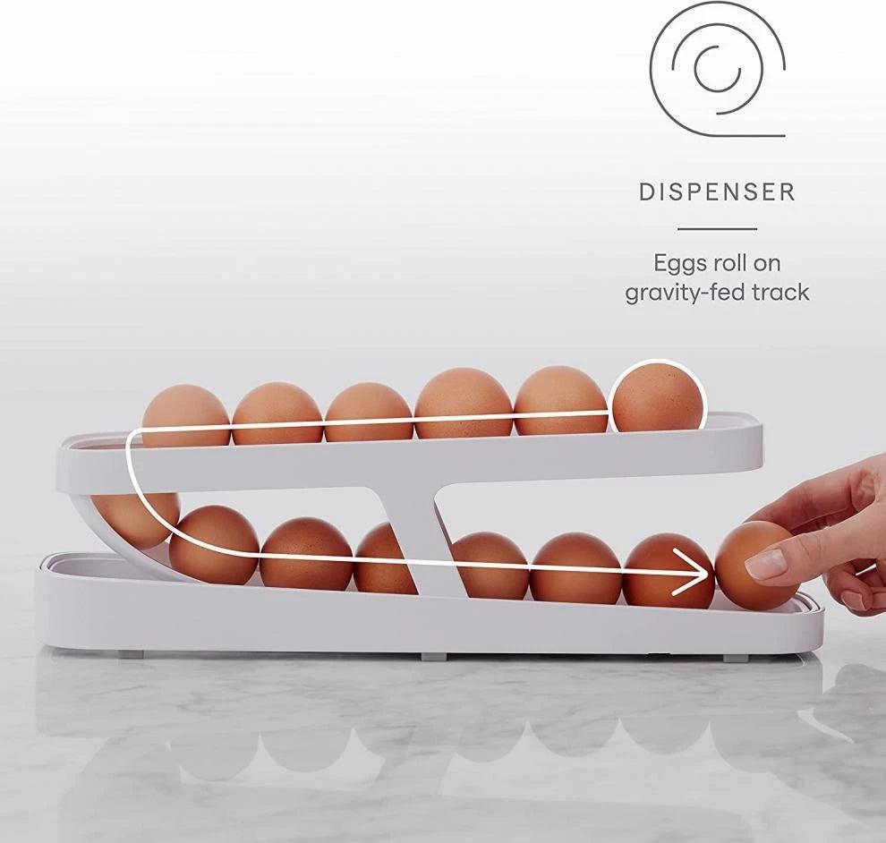 Automatic Scrolling Egg Rack Holder Storage Organizer Rolldown Refrigerator Egg Dispenser Box Egg Basket Container for Kitchen