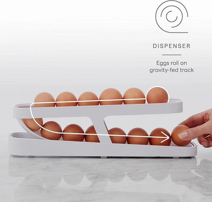 Automatic Scrolling Egg Rack Holder Storage Organizer Rolldown Refrigerator Egg Dispenser Box Egg Basket Container for Kitchen