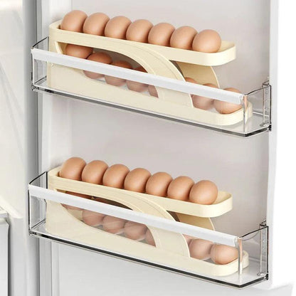 Automatic Scrolling Egg Rack Holder Storage Organizer Rolldown Refrigerator Egg Dispenser Box Egg Basket Container for Kitchen