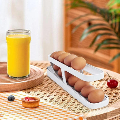 Automatic Scrolling Egg Rack Holder Storage Organizer Rolldown Refrigerator Egg Dispenser Box Egg Basket Container for Kitchen
