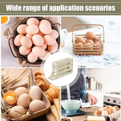 Auto Rolling Fridge Egg Organizer Refrigerator Rolling Egg Auto Dispenser Space-Saving Egg Dispenser Container 30 Eggs Rack Tray