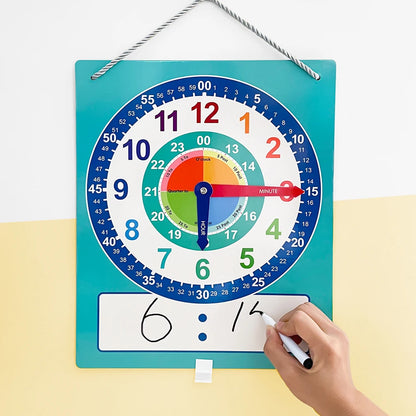 Montessori Dry-Erase Learning Clock – Interactive Time Teaching Aid for Kids