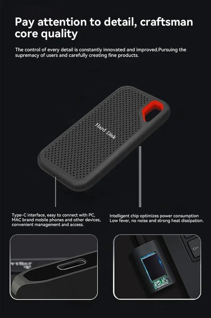 Xiaomi Mijia Hard Disk Mobile SSD E61 2TB 8TB 256TB USB 3.1 HD External Hard for Laptop PS5 Mobile Hard Disk HDD Storage Devices