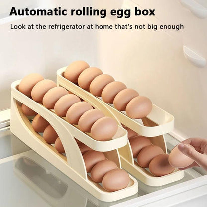 Automatic Scrolling Egg Rack Holder Storage Organizer Rolldown Refrigerator Egg Dispenser Box Egg Basket Container for Kitchen