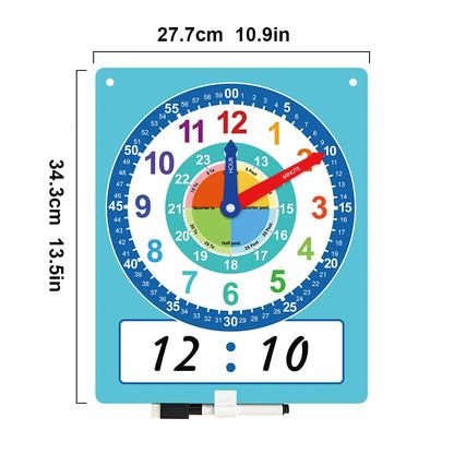 Montessori Dry-Erase Learning Clock – Interactive Time Teaching Aid for Kids