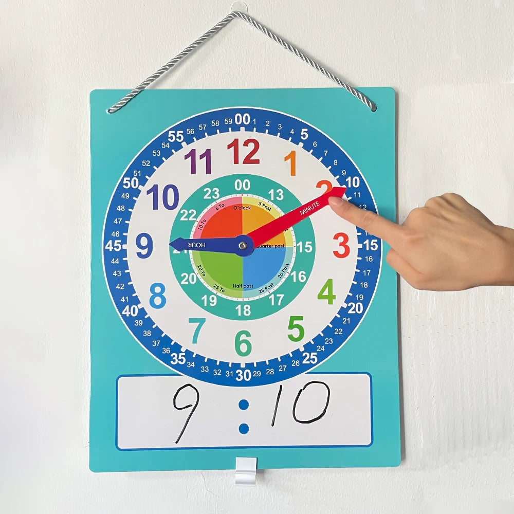 Montessori Dry-Erase Learning Clock – Interactive Time Teaching Aid for Kids