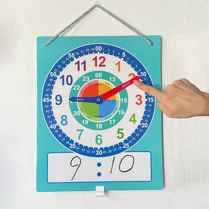 Montessori Dry-Erase Learning Clock – Interactive Time Teaching Aid for Kids