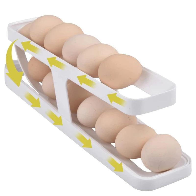 Automatic Scrolling Egg Rack Holder Storage Organizer Rolldown Refrigerator Egg Dispenser Box Egg Basket Container for Kitchen