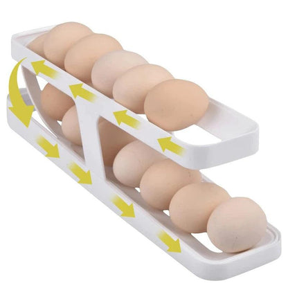 Automatic Scrolling Egg Rack Holder Storage Organizer Rolldown Refrigerator Egg Dispenser Box Egg Basket Container for Kitchen