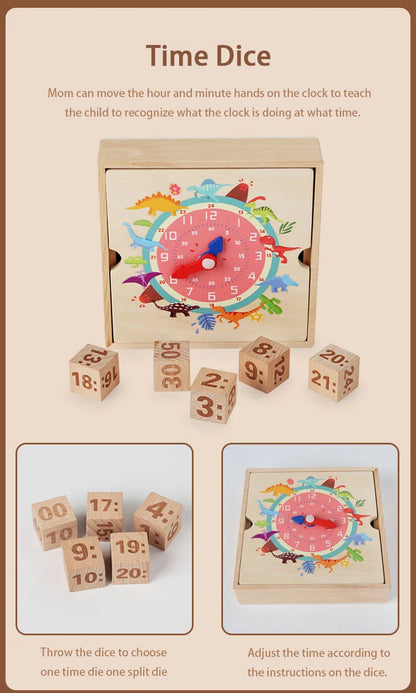 Timely Tots Wooden Learning Clock – Educational Puzzle for Kids