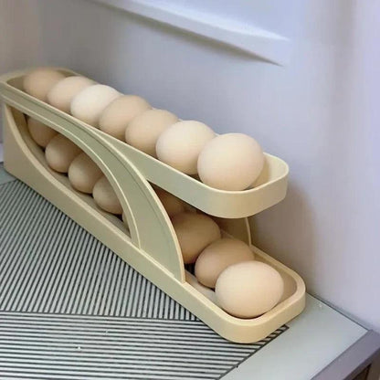 Automatic Scrolling Egg Rack Holder Storage Organizer Rolldown Refrigerator Egg Dispenser Box Egg Basket Container for Kitchen