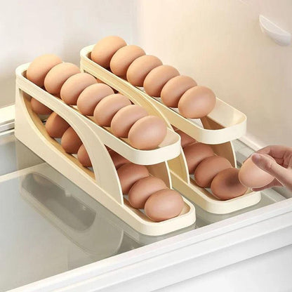 Automatic Scrolling Egg Rack Holder Storage Organizer Rolldown Refrigerator Egg Dispenser Box Egg Basket Container for Kitchen