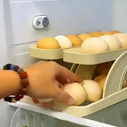 Automatic Scrolling Egg Rack Holder Storage Organizer Rolldown Refrigerator Egg Dispenser Box Egg Basket Container for Kitchen