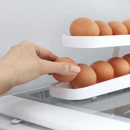 Automatic Scrolling Egg Rack Holder Storage Organizer Rolldown Refrigerator Egg Dispenser Box Egg Basket Container for Kitchen
